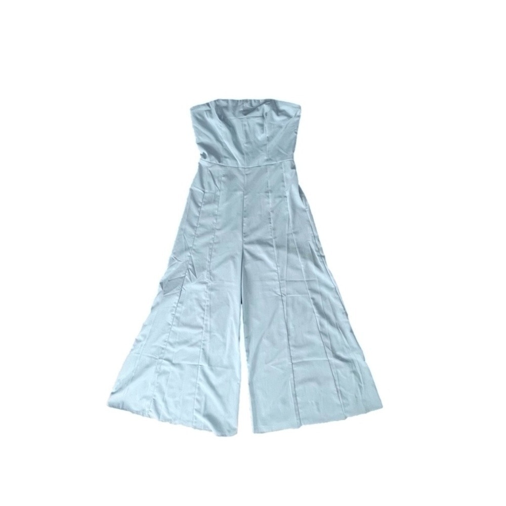 Nwt Missguided Powder Blue Bandeau Palazo Wide Leg Jumpsuit Women’s Size 4 - Picture 3 of 5